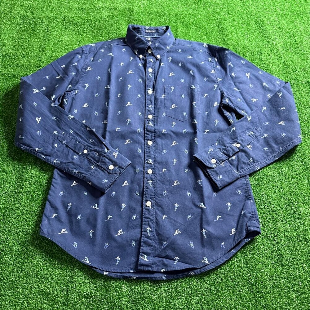American Eagle Long Sleeve Button Down Seriously Soft Blue Skier Shirt Size S